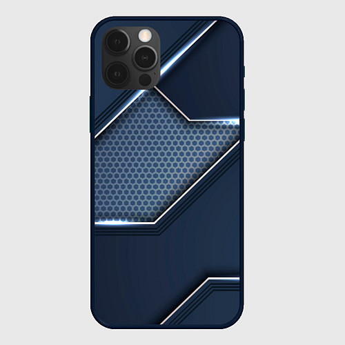 Чехол iPhone 12 Pro Max Металлическая блестящая основа / 3D-Черный – фото 1
