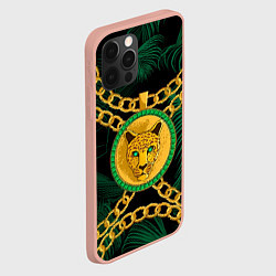 Чехол для iPhone 12 Pro Max Золотой леопард и цепь, цвет: 3D-светло-розовый — фото 2