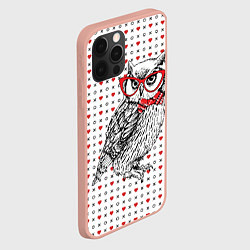 Чехол для iPhone 12 Pro Max Мудрая сова в очках, цвет: 3D-светло-розовый — фото 2
