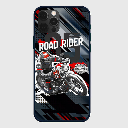 Чехол iPhone 12 Pro Max Road rider мотоциклист / 3D-Черный – фото 1