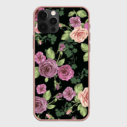 Чехол для iPhone 12 Pro Max Кусты роз, цвет: 3D-светло-розовый