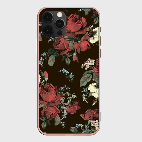 Чехол iPhone 12 Pro Max Букет роз / 3D-Светло-розовый – фото 1