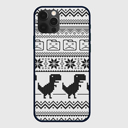 Чехол для iPhone 12 Pro Max Свитер с T-rex'ами, цвет: 3D-черный