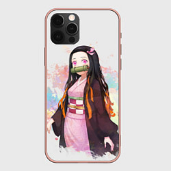 Чехол для iPhone 12 Pro Max KIMETSU NO YAIBA, цвет: 3D-светло-розовый