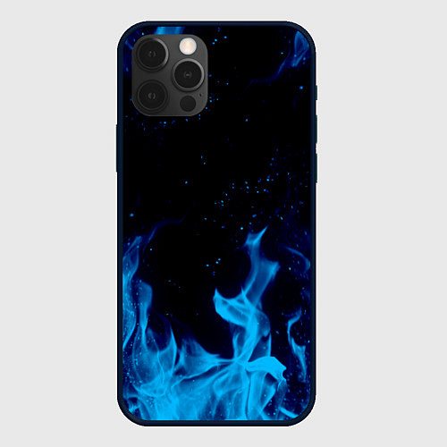 Чехол iPhone 12 Pro Max СИНИЙ ОГОНЬ / 3D-Черный – фото 1