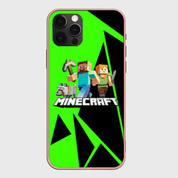 Чехол для iPhone 12 Pro Max Minecraft, цвет: 3D-светло-розовый