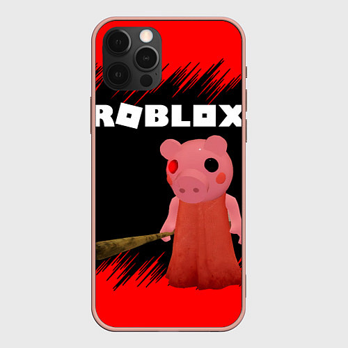 Чехол iPhone 12 Pro Max Roblox Piggy / 3D-Светло-розовый – фото 1