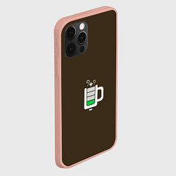 Чехол для iPhone 12 Pro Max Батарейка заряд чашка кофе, цвет: 3D-светло-розовый — фото 2