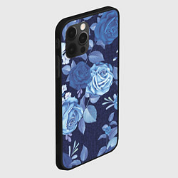 Чехол для iPhone 12 Pro Max Джинса Розы паттерн, цвет: 3D-черный — фото 2