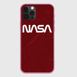 Чехол для iPhone 12 Pro Max NASA НАСА, цвет: 3D-малиновый