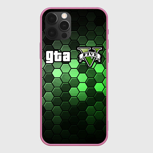 Чехол iPhone 12 Pro Max GTA 5 ГТА 5 / 3D-Малиновый – фото 1