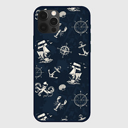 Чехол для iPhone 12 Pro Max Nautical art, цвет: 3D-черный