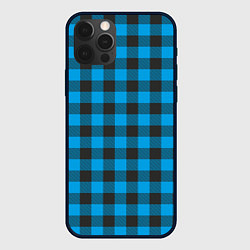 Чехол для iPhone 12 Pro Max Голубая клетка, цвет: 3D-черный