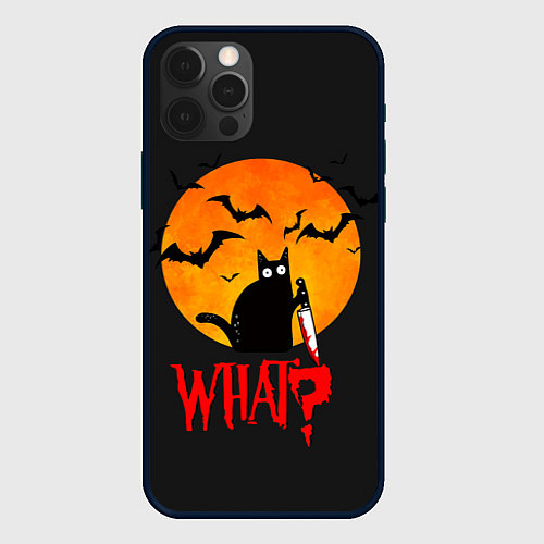 Чехол iPhone 12 Pro Max What Cat Halloween / 3D-Черный – фото 1
