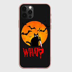 Чехол для iPhone 12 Pro Max What Cat Halloween, цвет: 3D-светло-розовый