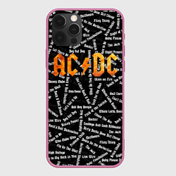 Чехол для iPhone 12 Pro Max ACDC SONGS Z, цвет: 3D-малиновый