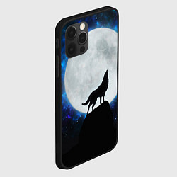 Чехол для iPhone 12 Pro Max Волк воющий на луну, цвет: 3D-черный — фото 2