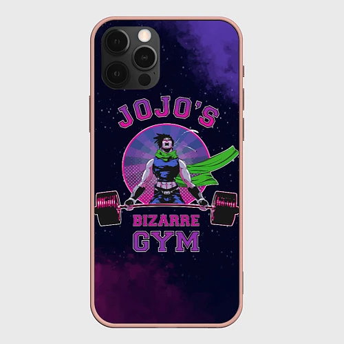 Чехол iPhone 12 Pro Max JoJo’s Bizarre Adventure Gym / 3D-Светло-розовый – фото 1