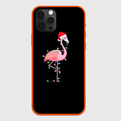 Чехол для iPhone 12 Pro Max Новогодний Фламинго, цвет: 3D-красный