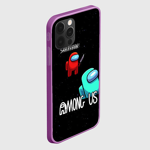 Чехол iPhone 12 Pro Max AMONG US / 3D-Сиреневый – фото 2