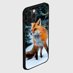 Чехол для iPhone 12 Pro Max Лиса в зимнем лесу, цвет: 3D-черный — фото 2