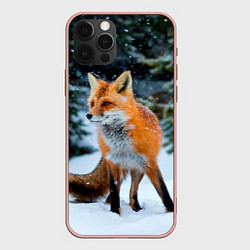Чехол для iPhone 12 Pro Max Лиса в зимнем лесу, цвет: 3D-светло-розовый