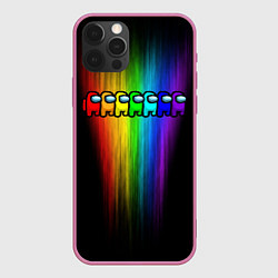 Чехол для iPhone 12 Pro Max AMONG US - РАДУГА, цвет: 3D-малиновый
