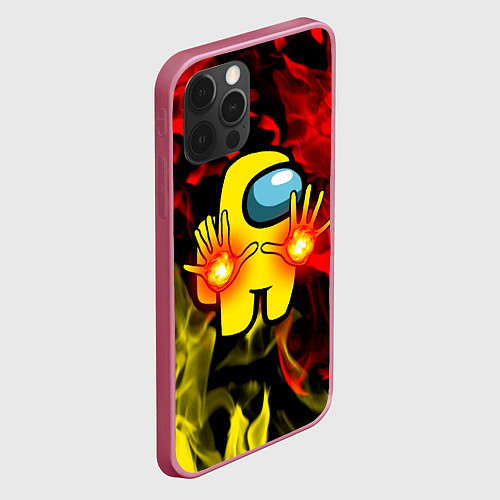 Чехол iPhone 12 Pro Max Маг огня Among us / 3D-Малиновый – фото 2