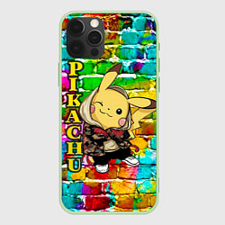 Чехол для iPhone 12 Pro Max Pikachu, цвет: 3D-салатовый