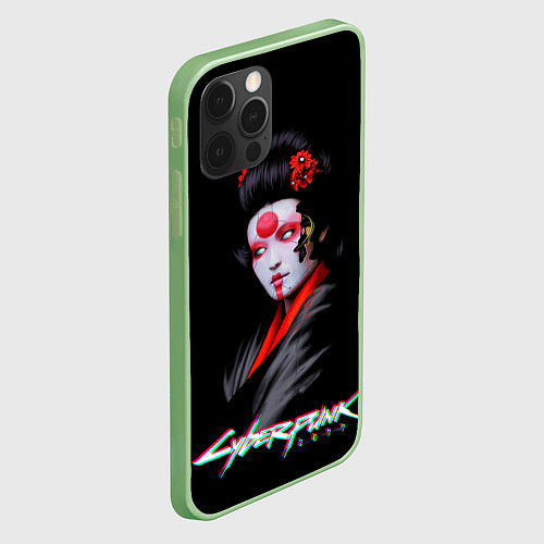 Чехол iPhone 12 Pro Max CYBERPUNK 2077 JAPAN / 3D-Салатовый – фото 2