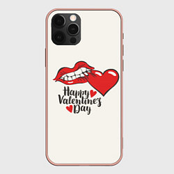 Чехол для iPhone 12 Pro Max Happy Valentines Day, цвет: 3D-светло-розовый