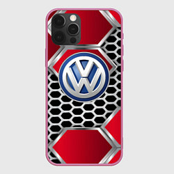 Чехол для iPhone 12 Pro Max VOLKSWAGEN, цвет: 3D-малиновый