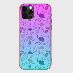 Чехол для iPhone 12 Pro Max Котики в полете, цвет: 3D-светло-розовый