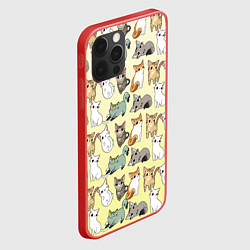 Чехол для iPhone 12 Pro Max Мультяшные котики на желтом мя, цвет: 3D-красный — фото 2