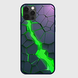 Чехол для iPhone 12 Pro Max ЗЕЛЕНЫЙ РАЗЛОМ 3Д РАЗЛОМ, цвет: 3D-черный