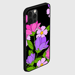 Чехол для iPhone 12 Pro Max Ночные цветы, цвет: 3D-черный — фото 2