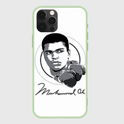 Чехол для iPhone 12 Pro Max Мухаммед Али Автограф ЧБ, цвет: 3D-салатовый