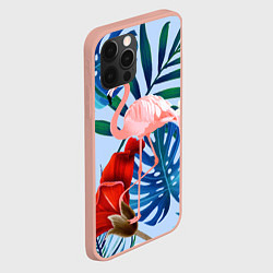 Чехол для iPhone 12 Pro Max Фламинго в папоротнике, цвет: 3D-светло-розовый — фото 2