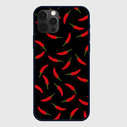 Чехол для iPhone 12 Pro Max Chili peppers, цвет: 3D-черный