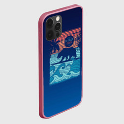 Чехол для iPhone 12 Pro Max Медведь на серфинге, цвет: 3D-малиновый — фото 2