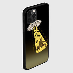 Чехол для iPhone 12 Pro Max НЛО похищает динозавров, цвет: 3D-черный — фото 2