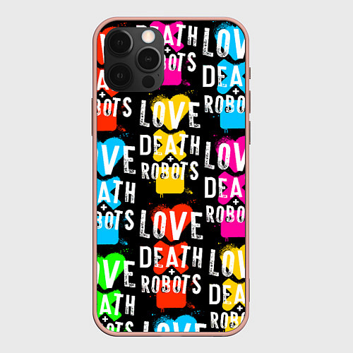 Чехол iPhone 12 Pro Max ЛЮБОВЬ СМЕРТЬ И РОБОТЫ УЗОР / 3D-Светло-розовый – фото 1