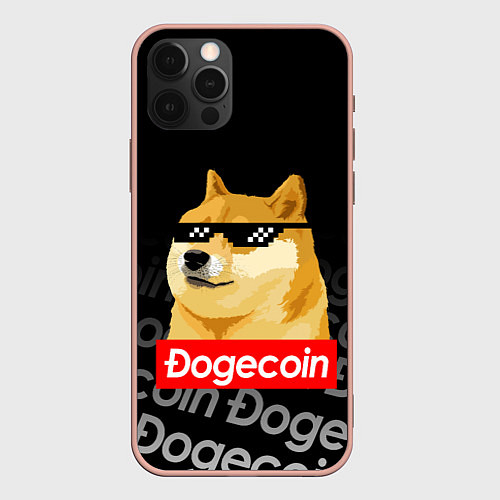Чехол iPhone 12 Pro Max DOGECOIN DOGE ДОГИКОИН / 3D-Светло-розовый – фото 1