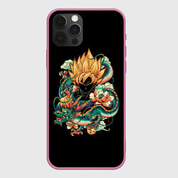 Чехол для iPhone 12 Pro Max Dragon Ball Retro Style, цвет: 3D-малиновый