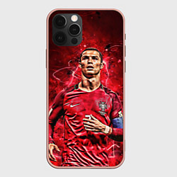 Чехол для iPhone 12 Pro Max Cristiano Ronaldo Portugal, цвет: 3D-светло-розовый