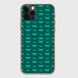 Чехол для iPhone 12 Pro Max Крокодилы, цвет: 3D-светло-розовый