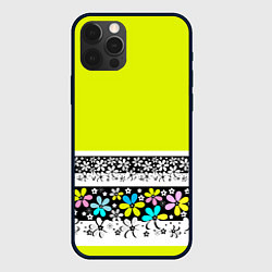 Чехол для iPhone 12 Pro Max Яркий цветочный узор, цвет: 3D-черный