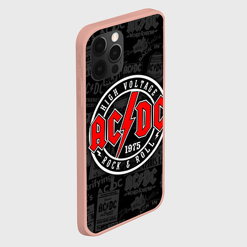 Чехол iPhone 12 Pro Max AC DC HIGH VOLTAGE / 3D-Светло-розовый – фото 2