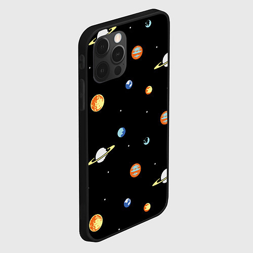 Чехол iPhone 12 Pro Max Планеты в космосе / 3D-Черный – фото 2
