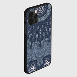 Чехол для iPhone 12 Pro Max Серый восточный орнамент мандала, цвет: 3D-черный — фото 2